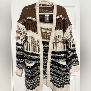Guilty Brown and Cream Knit Cardigan Size XL